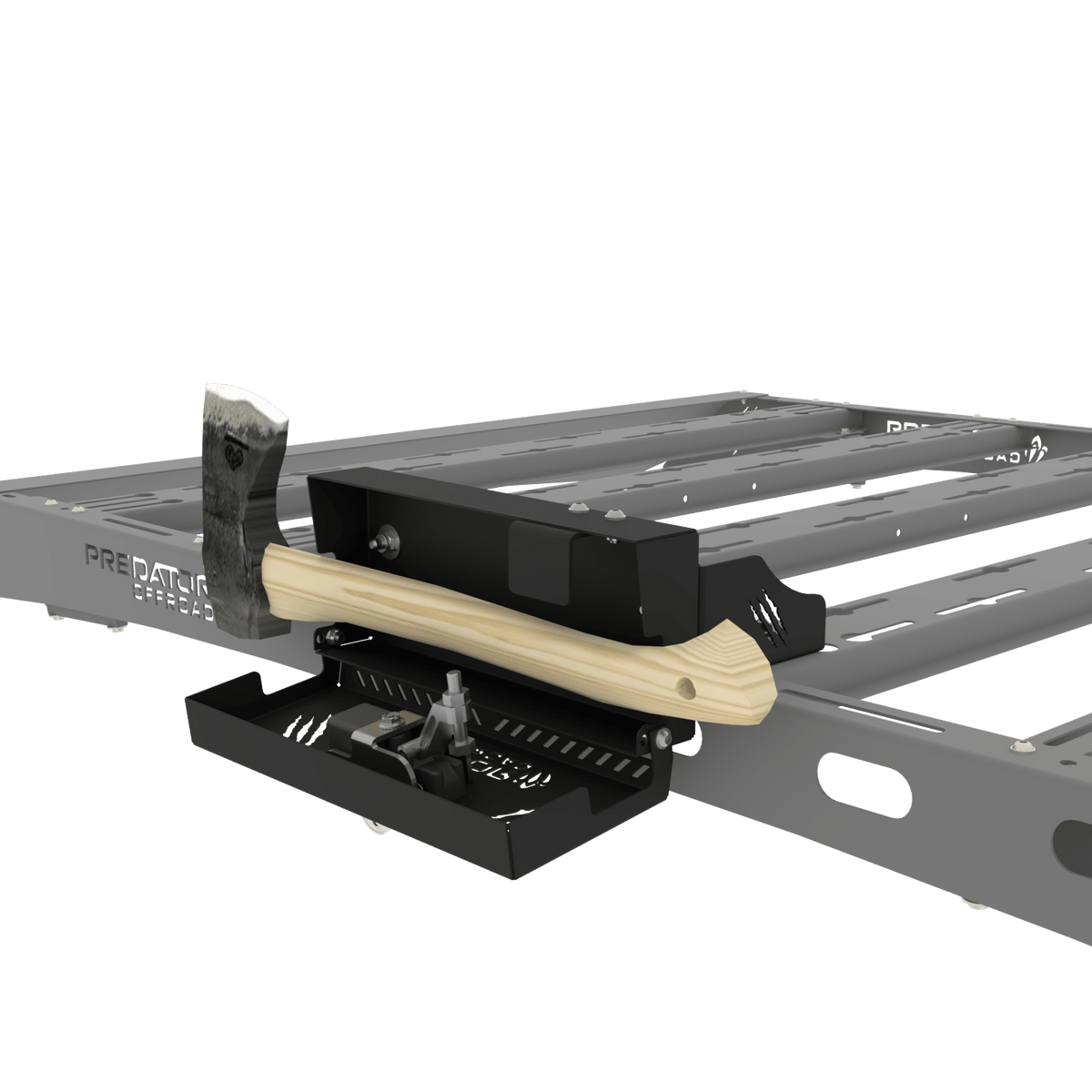 Spade Axe Bracket Push Lock detail