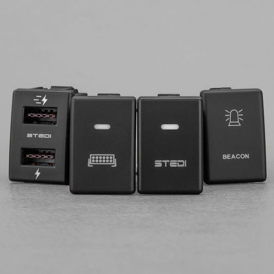 STEDI push button switch variants group shot