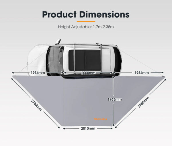 San Hima 180 Degree Free-Standing Awning 600D Canvas - image 10