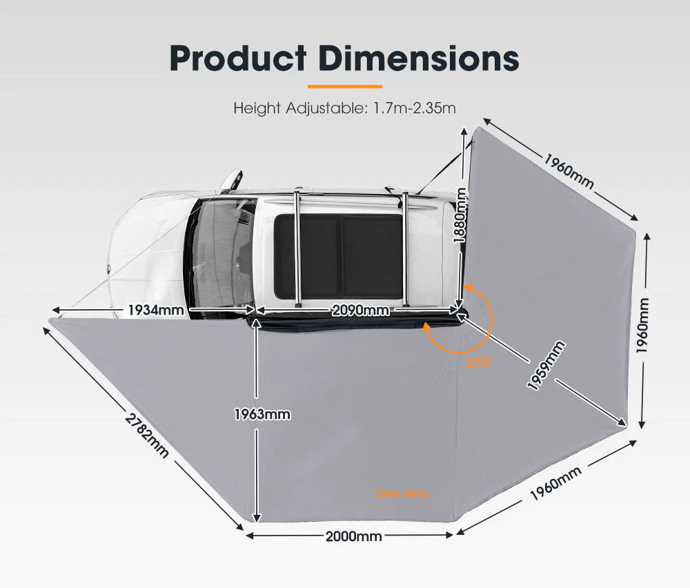 San Hima Large 270 Degree Free-Standing Awning 600D Canvas - image 10