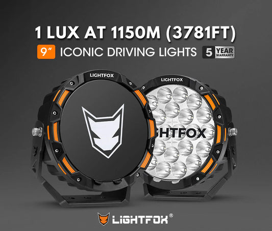 Lightfox 9inch LED Driving Light set 1Lux@3,781ft/1,150m IP68 20,200 Lumens - image 2