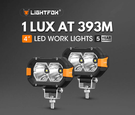 Lightfox Pair 4inch Osram LED Work Lights 1Lux @ 393m 4,600Lumens - image 2