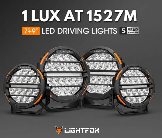 Lightfox Polaris 7 inch and 9 inch Osram LED Driving Lights with DRL