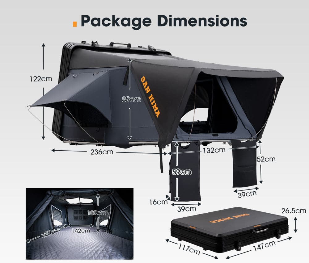 San Hima Jervis Pro Roof Top Tent Hardshell Side Opening With Ladder - image 10