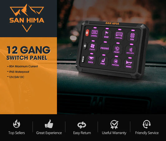 San Hima 12 Gang Bluetooth Switch Panel 12V/24V ON-OFF LED Control - image 2