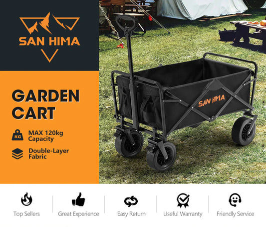 San Hima Folding Camping Wagon 120kg Beach Trolley Garden Cart 360° Wheel - image 2