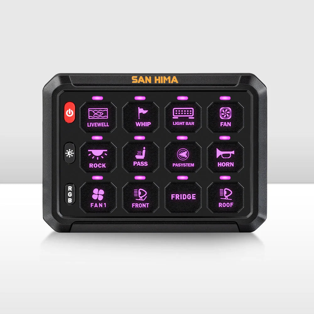 San Hima 12 Gang Bluetooth Switch Panel 12V/24V ON-OFF LED Control