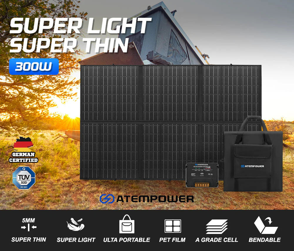 Atem Power 12V 300W Folding Solar Panel Blanket with MPPT Solar Controller - image 2