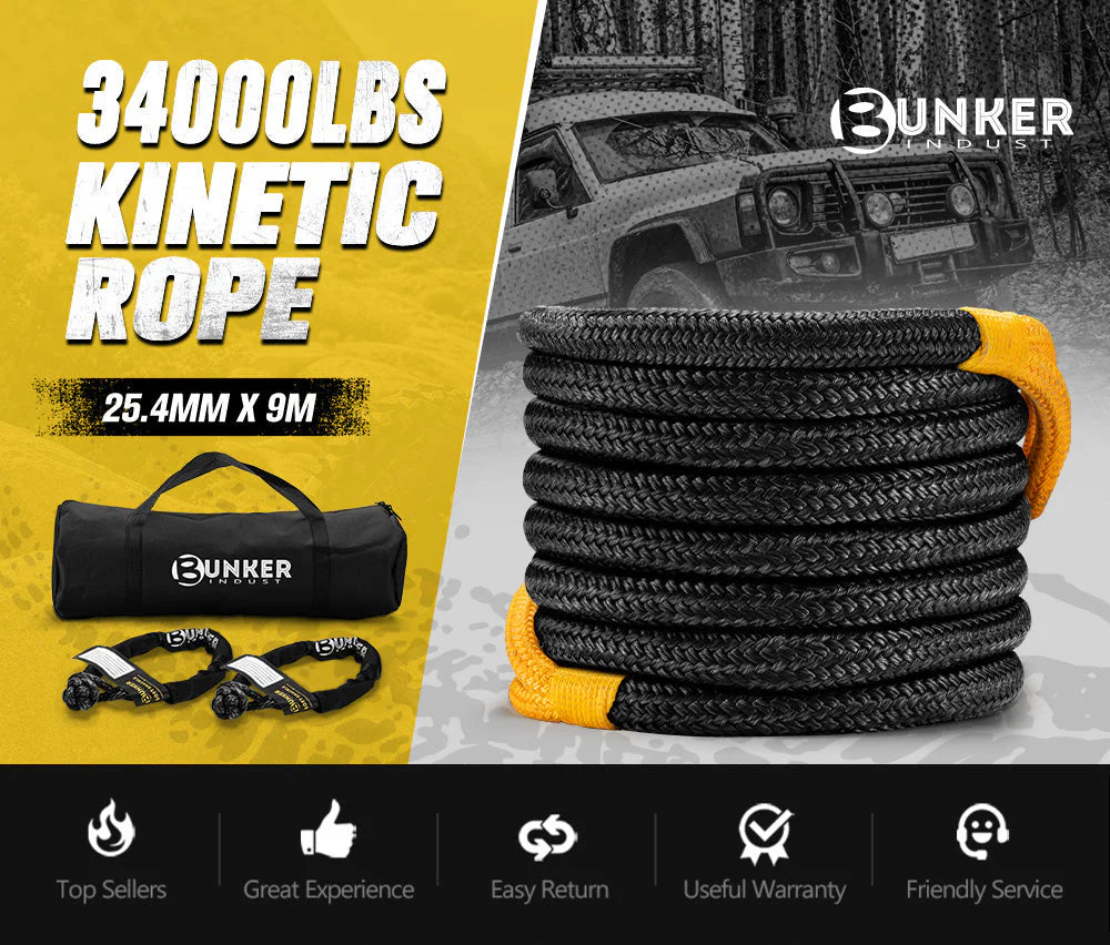 Bunker Indust 9M Kinetic Recovery Rope 15,422kg Snatch Strap - image 2