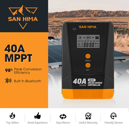 San Hima 40A MPPT Solar Charge Controller 12V 24V With Bluetooth LCD Display - image 2