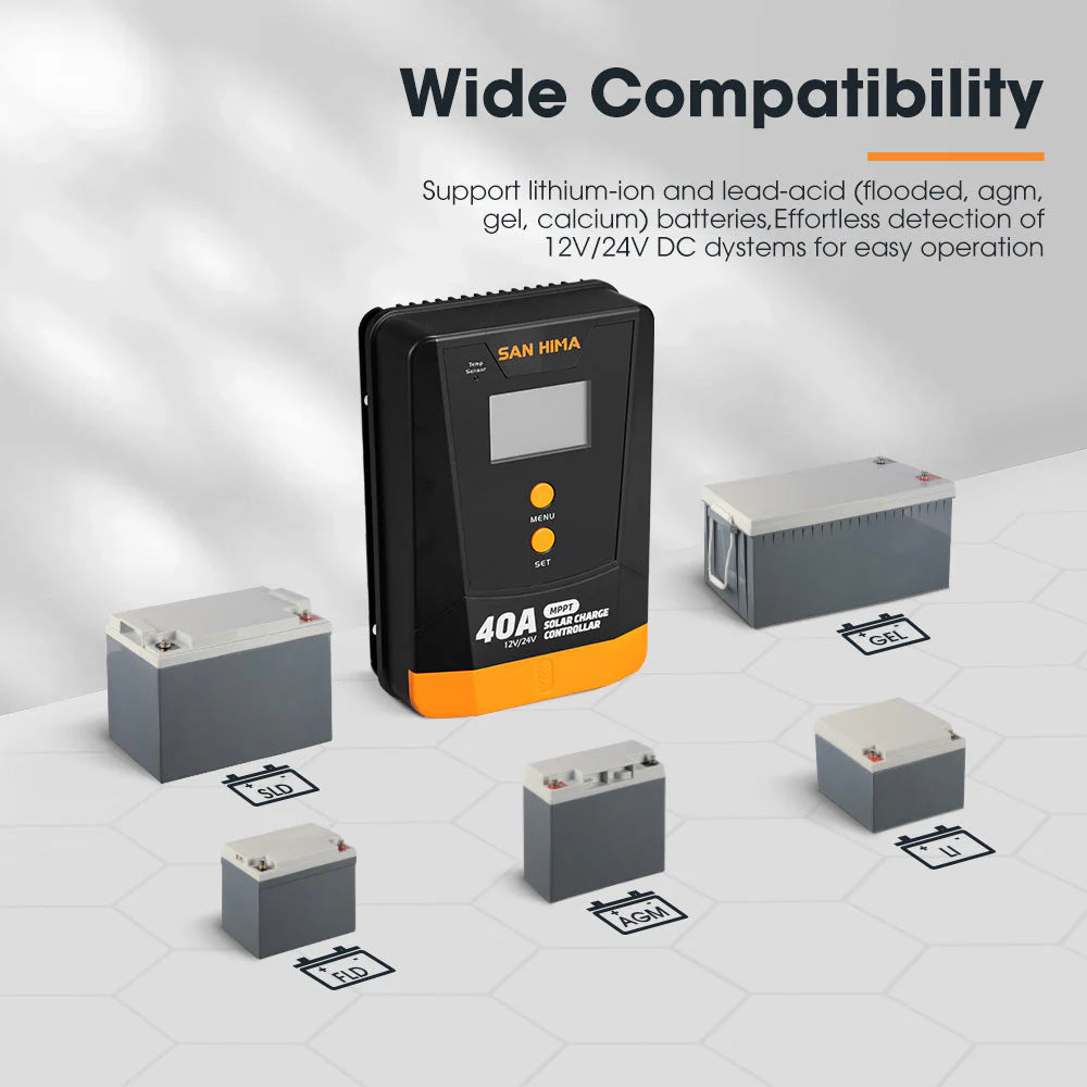 San Hima 40A MPPT Solar Charge Controller 12V 24V With Bluetooth LCD Display - image 7