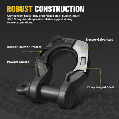 3" x 30ft Recovery Straps + Pair 3/4 D Ring Shackles + Bag 35,000 lbs Tree Saver Winch Strap - image 4