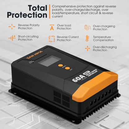 San Hima 60A MPPT Solar Charge Controller 12V 24V With Bluetooth LCD Display - image 8