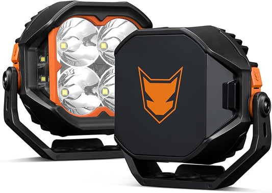 Lightfox Pair 5inch Cygnus LED Pod Lights with Side Lights 1Lux @ 400m