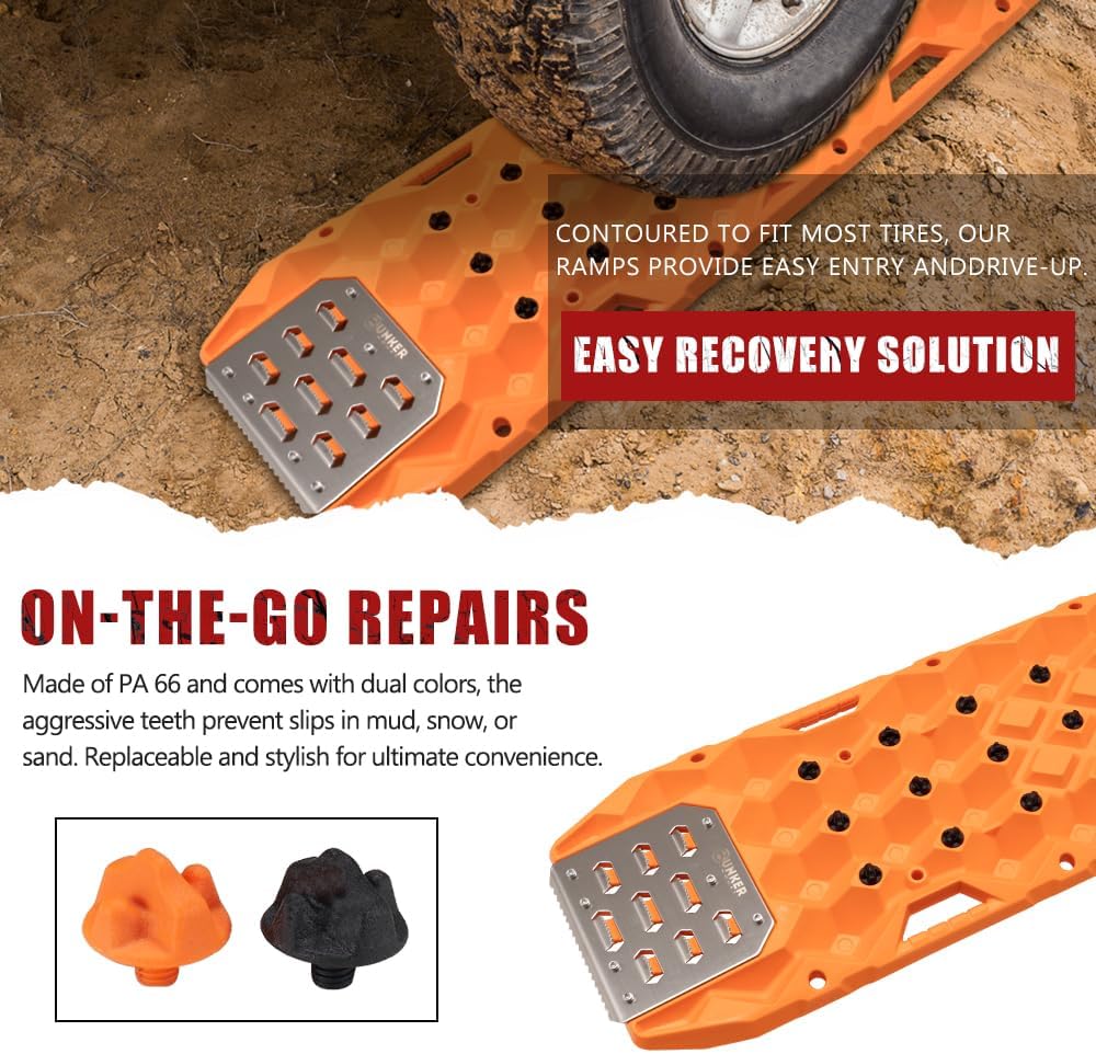 BUNKER INDUST Traction Boards with Replaceable Teeth & Steel Plate - Black or Orange - image 9