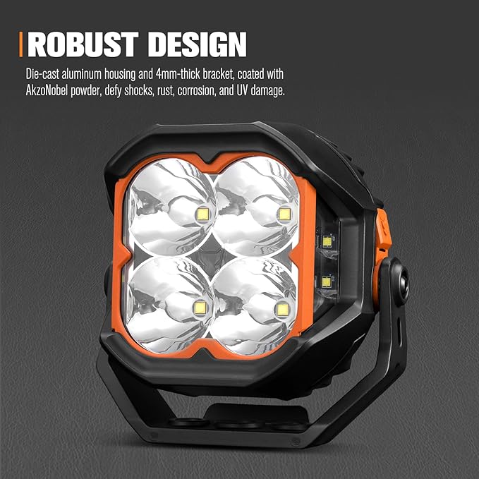 Lightfox Pair 5inch Cygnus LED Pod Lights with Side Lights 1Lux @ 400m - image 3