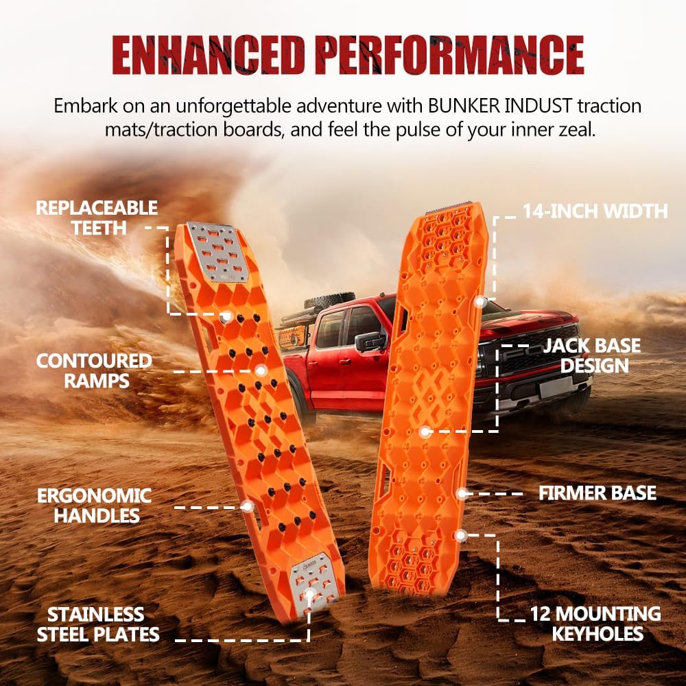 BUNKER INDUST Traction Boards with Replaceable Teeth & Steel Plate - Black or Orange - image 7