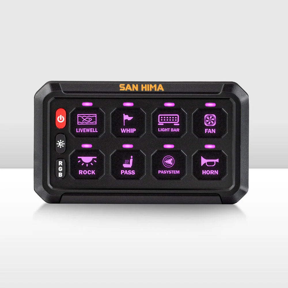 San Hima 8 Gang Bluetooth Switch Panel 12V/24V ON-OFF LED Control