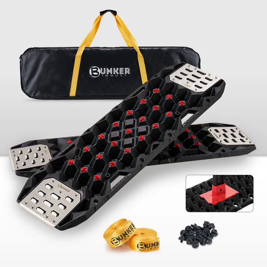 BUNKER INDUST Traction Boards with Replaceable Teeth & Steel Plate - Black or Orange