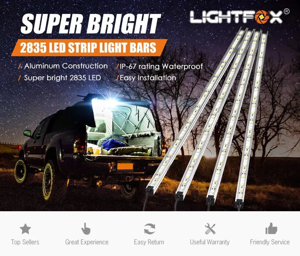 Lightfox 4PCS 12V LED Strip Light Bar Waterproof White Lights - image 2
