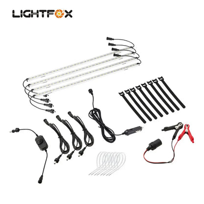 Lightfox 4PCS 12V LED Strip Light Bar Waterproof White Lights