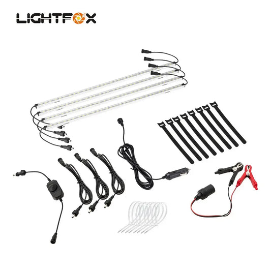 Lightfox 4PCS 12V LED Strip Light Bar Waterproof White Lights