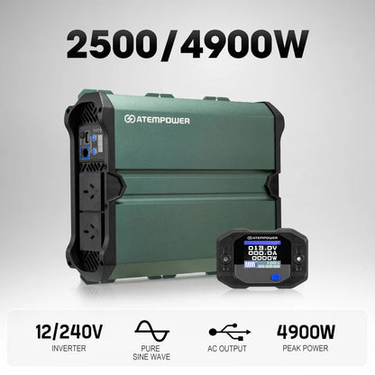 Atem Power 2500W/4900W Pure Sine Wave Inverter 12V to 240V Remote Control LCD - image 2
