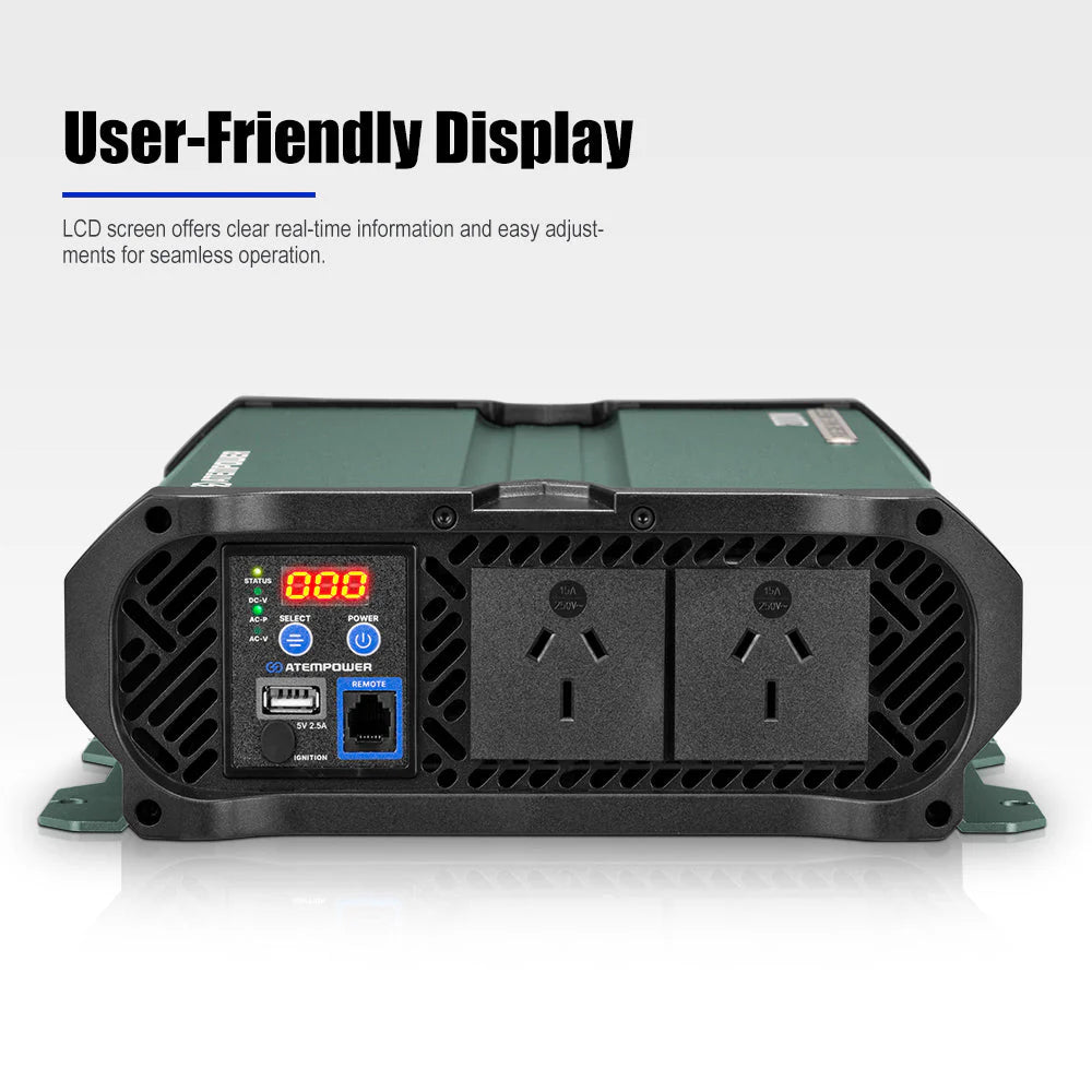Atem Power 2500W/4900W Pure Sine Wave Inverter 12V to 240V Remote Control LCD - image 8