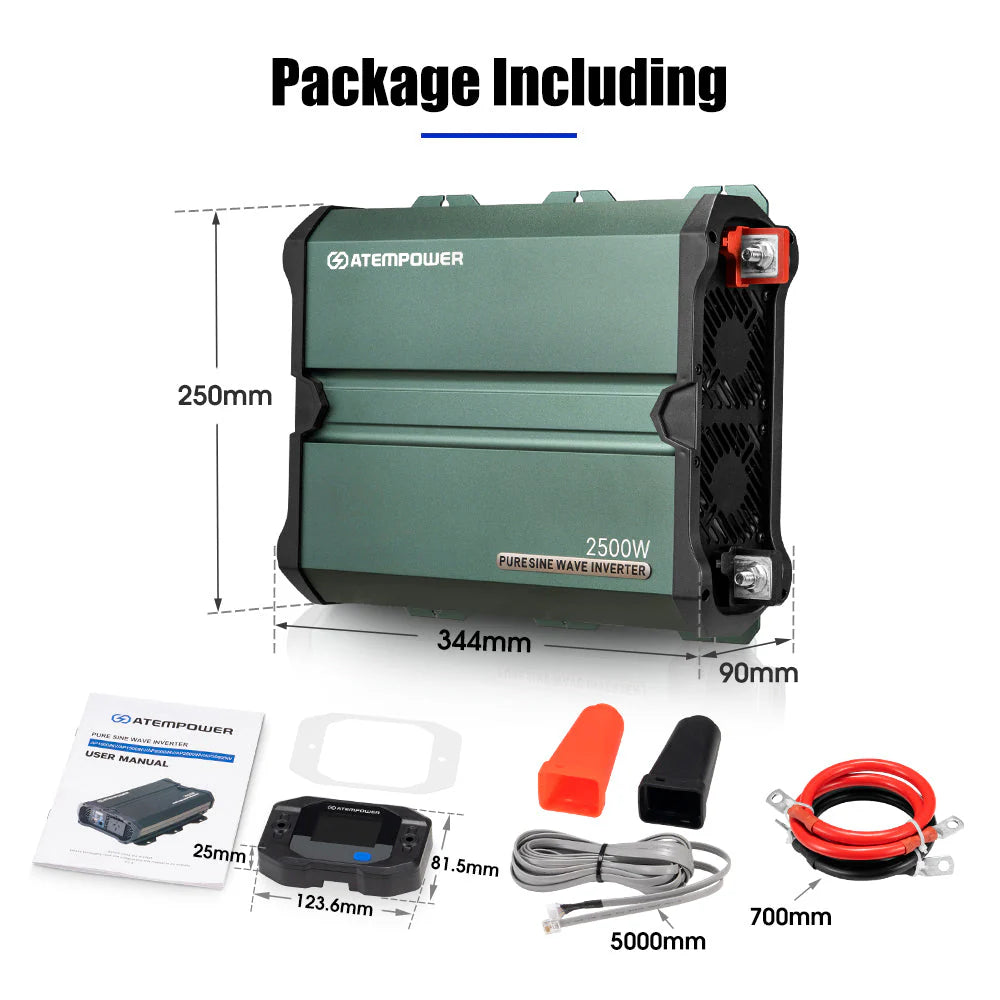 Atem Power 2500W/4900W Pure Sine Wave Inverter 12V to 240V Remote Control LCD - image 10