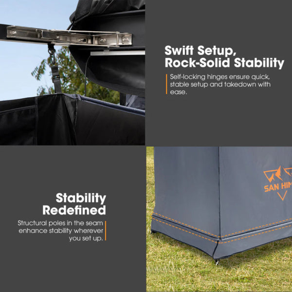 San Hima Awning Shower Tent Fold-Out Instant Ensuite Built-in LED Camping Change - image 11