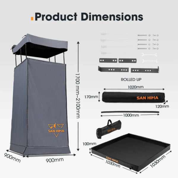 San Hima Awning Shower Tent Fold-Out Instant Ensuite Built-in LED Camping Change - image 3