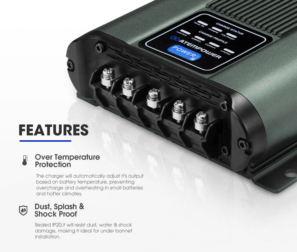Atem Power 12V 30A DC to DC Battery Charger System Kit Isolator Dual Battery - image 3