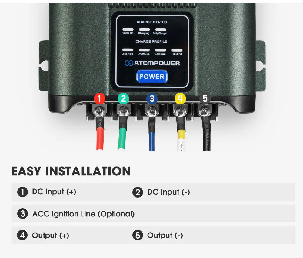 Atem Power 12V 30A DC to DC Battery Charger System Kit Isolator Dual Battery - image 9