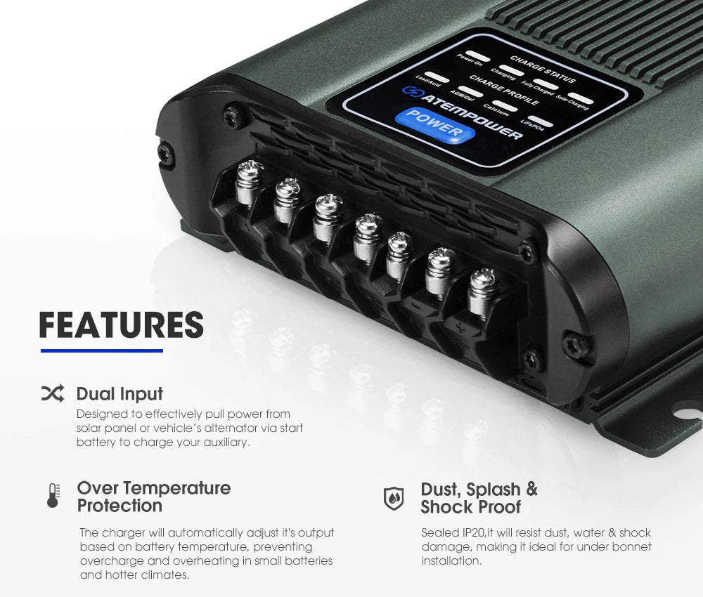 Atem Power 12V 40A DC to DC Battery Charger MPPT System Kit Isolator Dual Battery - image 2