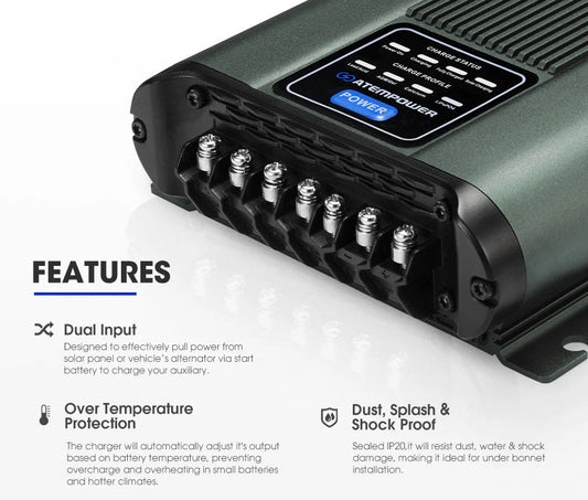 Atem Power 12V 40A DC to DC Battery Charger MPPT System Kit Isolator Dual Battery - image 2