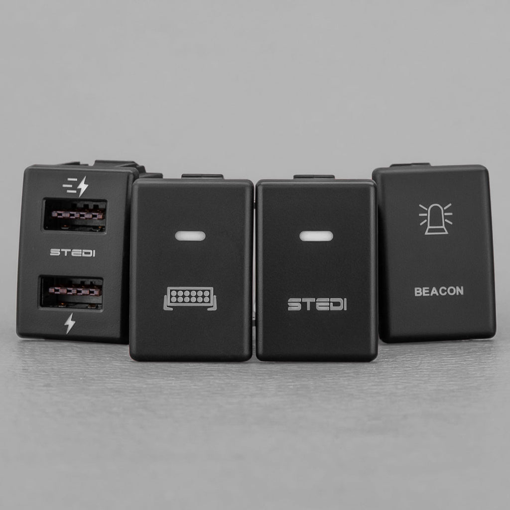 STEDI push button switch variants group shot