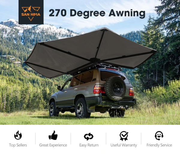 San Hima Large 270 Degree Free-Standing Awning 600D Canvas