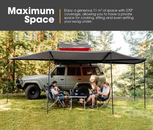 San Hima Large 270 Degree Free-Standing Awning 600D Canvas - image 8