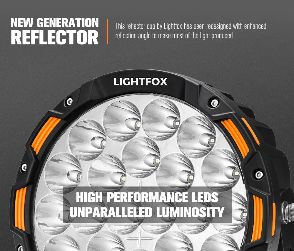 Lightfox 9inch LED Driving Light set 1Lux@3,781ft/1,150m IP68 20,200 Lumens - image 3
