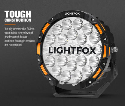 Lightfox 9inch LED Driving Light set 1Lux@3,781ft/1,150m IP68 20,200 Lumens - image 5