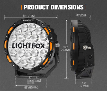 Lightfox 9inch LED Driving Light set 1Lux@3,781ft/1,150m IP68 20,200 Lumens - image 9