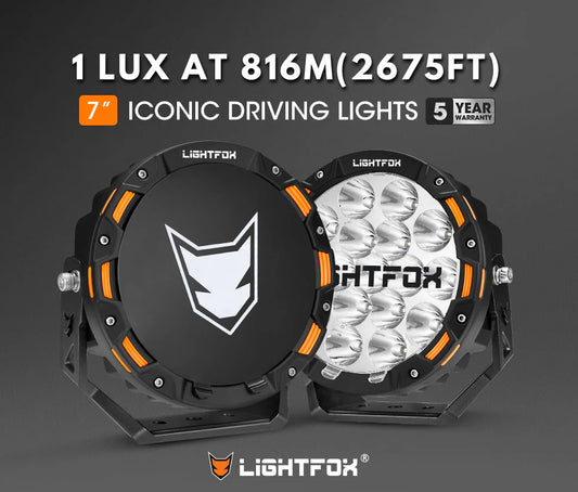 Lightfox 7inch LED Driving Light 1Lux@2,675ft/816m IP68 12,603 Lumens - image 2