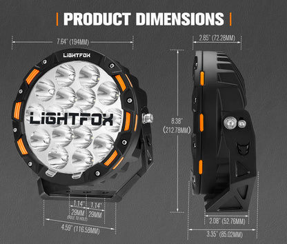 Lightfox 7inch LED Driving Light 1Lux@2,675ft/816m IP68 12,603 Lumens - image 9