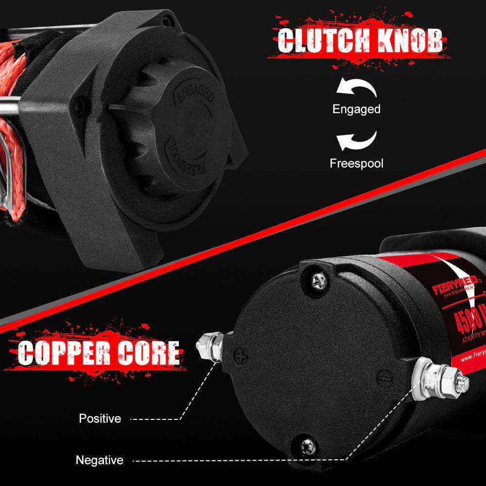 Fieryred 4500LBS/2041KG Wireless 12V Electric Winch Synthetic Rope Boat Atv 4WD - image 9