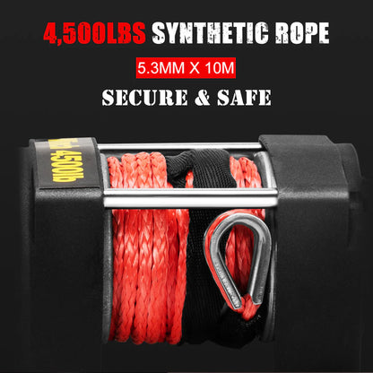 Fieryred 4500LBS/2041KG Wireless 12V Electric Winch Synthetic Rope Boat Atv 4WD - image 7