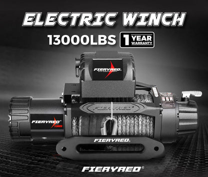 Fieryred 12V 13000LBS(5896KG) Electric Winch Synthetic Rope - image 2