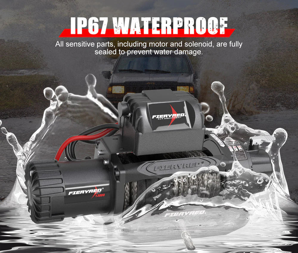 Fieryred 12V 13000LBS(5896KG) Electric Winch Synthetic Rope - image 7