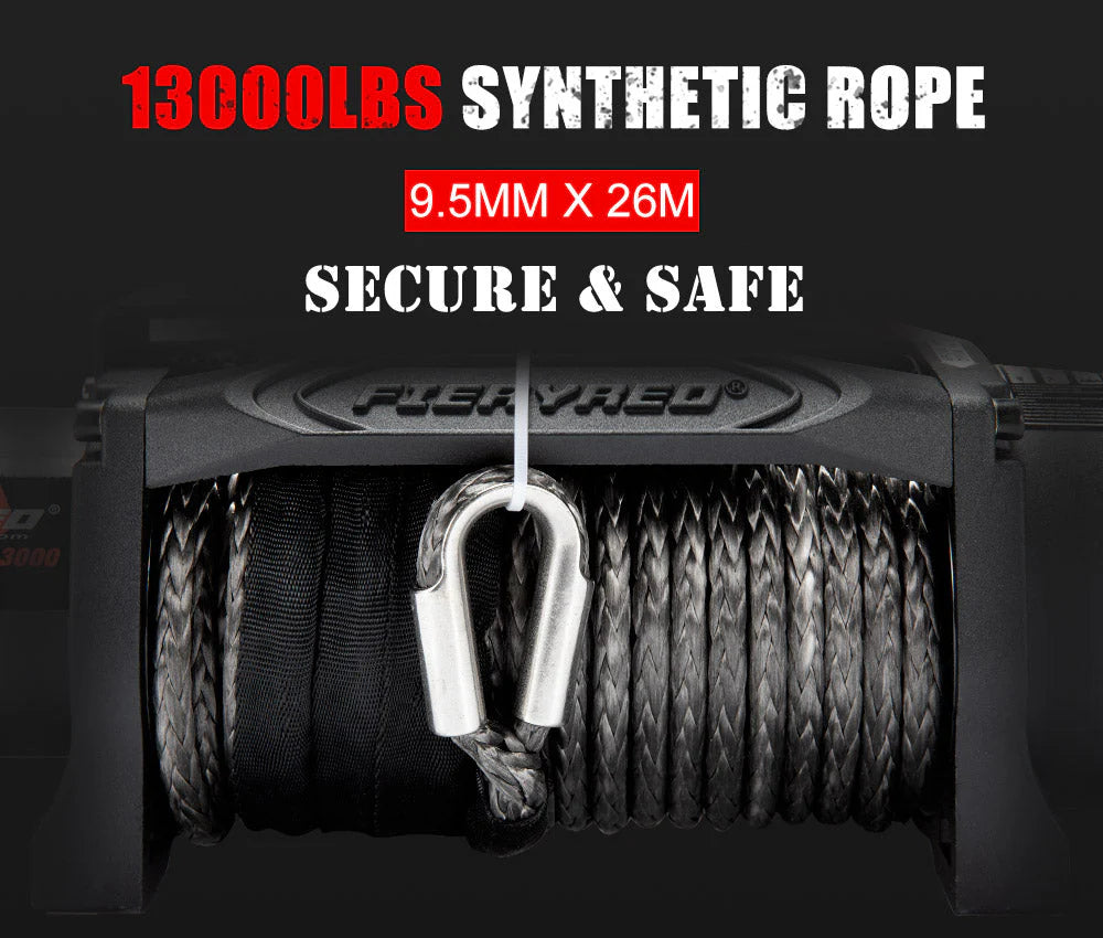 Fieryred 12V 13000LBS(5896KG) Electric Winch Synthetic Rope - image 8