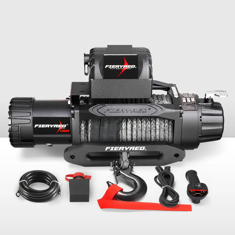 Fieryred 12V 13000LBS(5896KG) Electric Winch Synthetic Rope