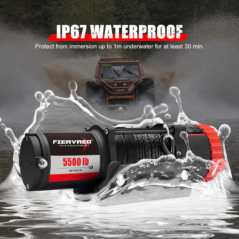 Fieryred Electric Winch 12V 5500LBS(2494KG) Synthetic Rope Wireless Remotes ATV UTV Boat - image 5